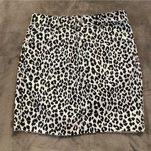 Denim Cheetah Print Mini Skirt